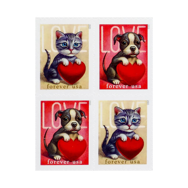 2023 First-Class Forever Stamps – Love: Kitten & Puppy - Image 2