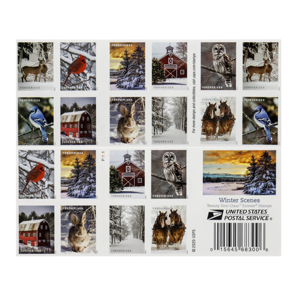 2020 US ‘Winter Scenes’ Forever Postage Stamps - Image 3
