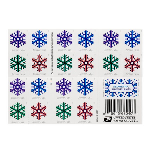 2015 US Geometric Snowflakes Forever Postage Stamps - Image 3